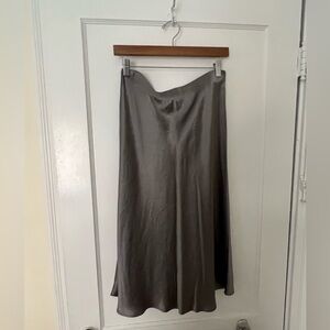 Babaton Gray Midi Silk Skirt
